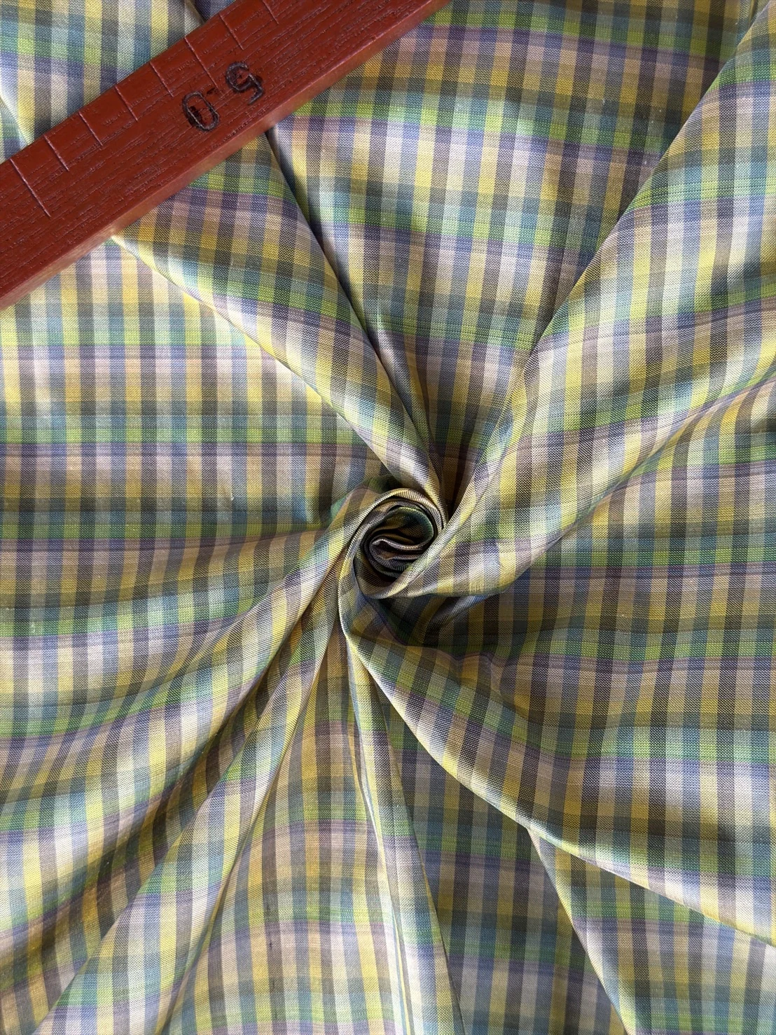 Silk Plaid, Smooth Weave, Yellow and Grey