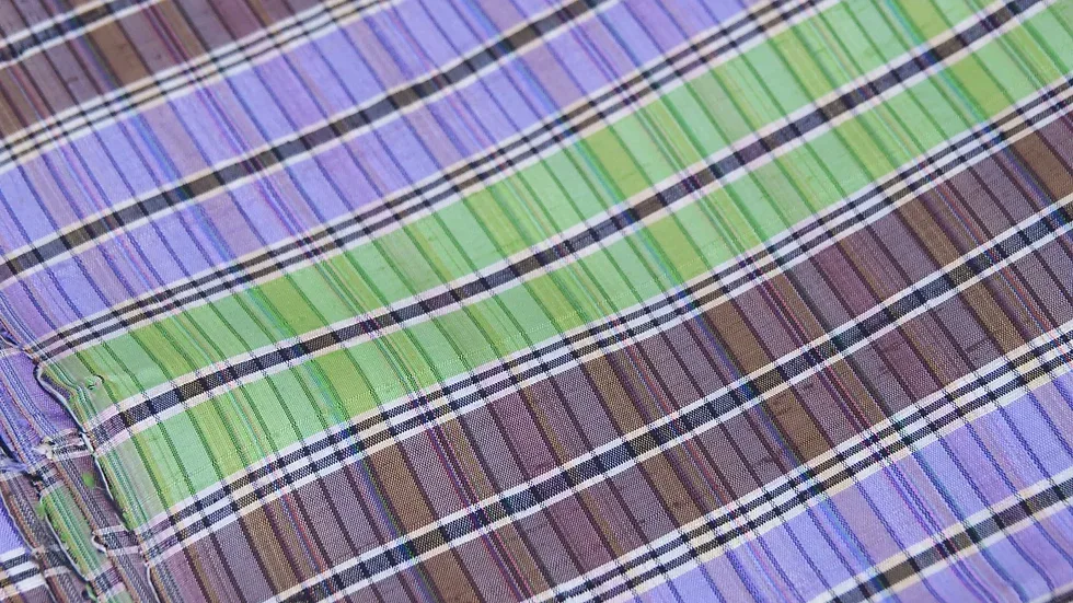 Silk Plaid, Soft Textured, Green and Purple
