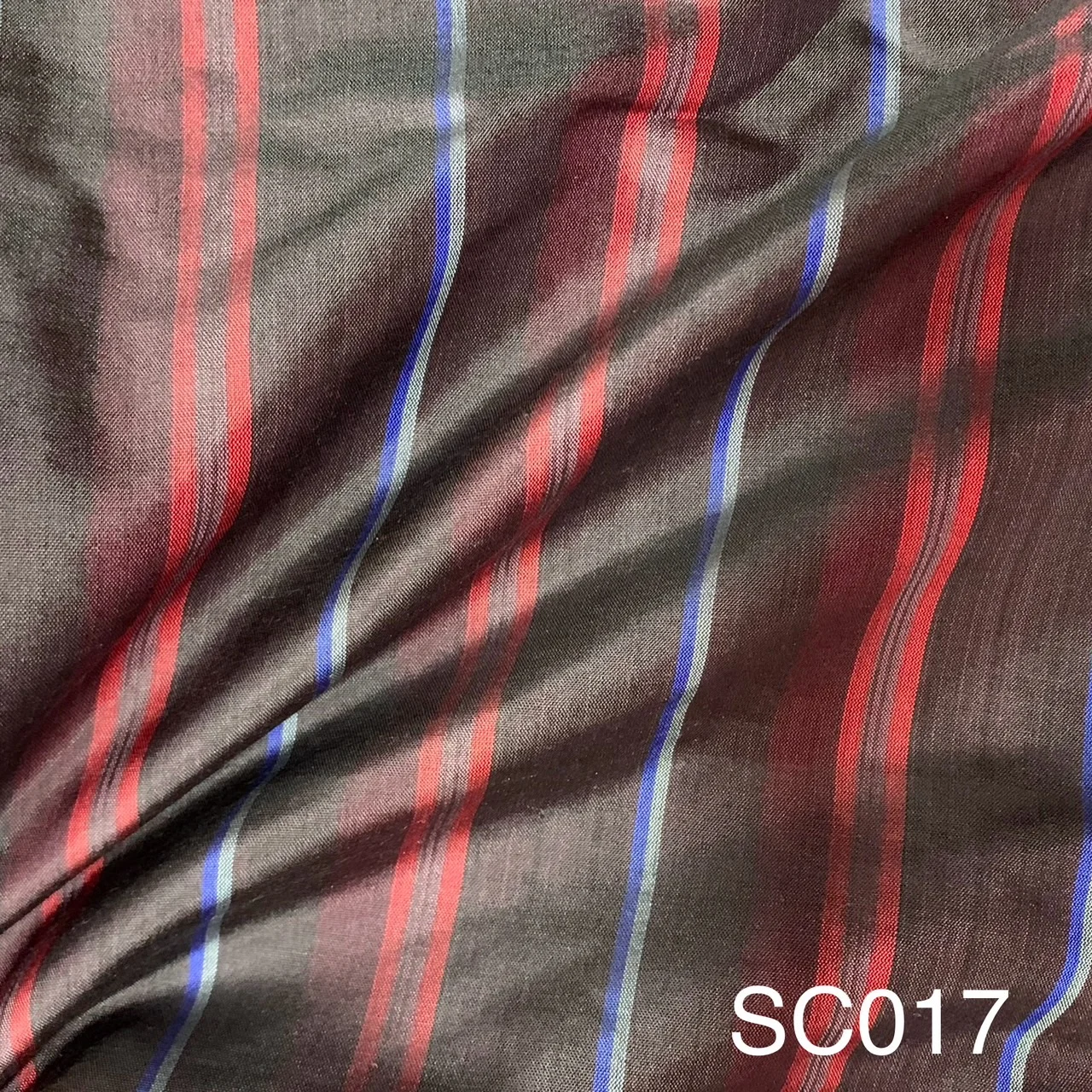 Silk Stripe, Textured, Dark Brown and Red