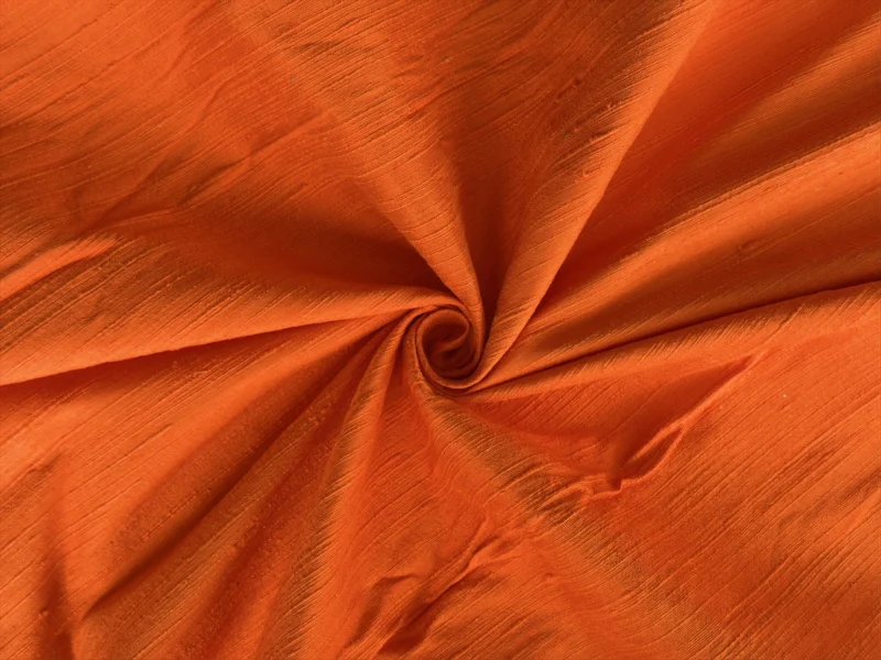 Slubbed Silk, Heavy Textured, Carrot Orange
