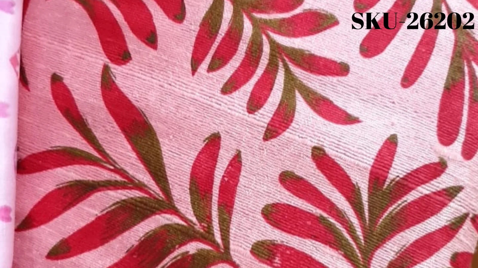 Printed Silk, Textured, Floral Print, Pink Ground