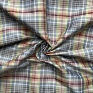 Silk Plaid, Smooth Weave, Grey and Brown
