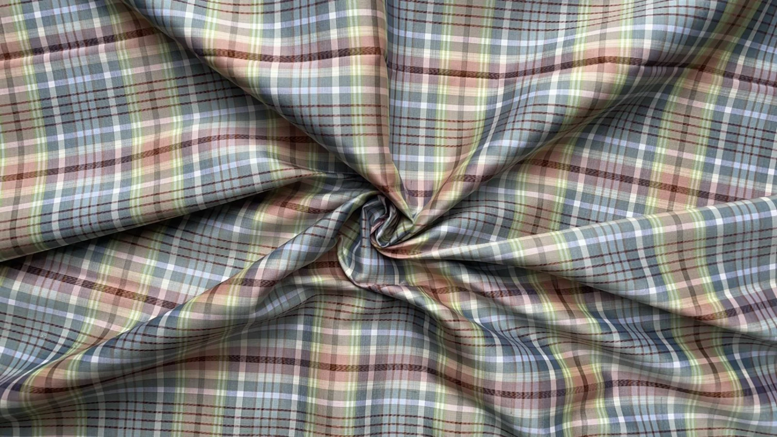 Silk Plaid, Smooth Weave, Grey and Brown