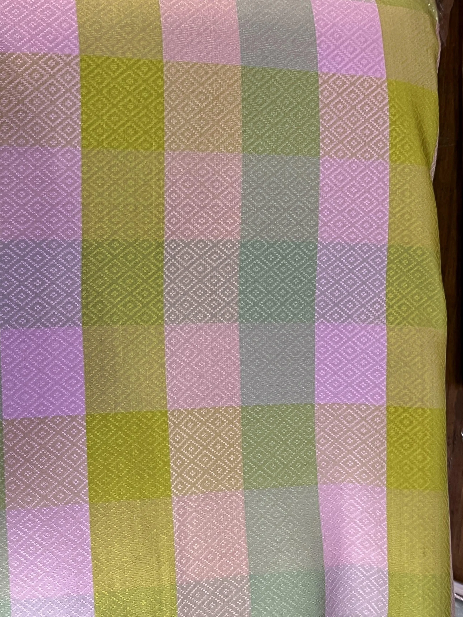 Silk Multicolour Stripe, Dobby Weave, Check Pattern, Cool Pastel Tones