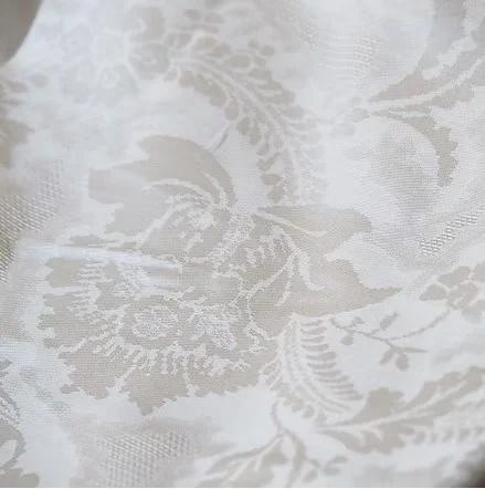 Machine-Woven Spun Silk, Jacquard, Wide Width, White