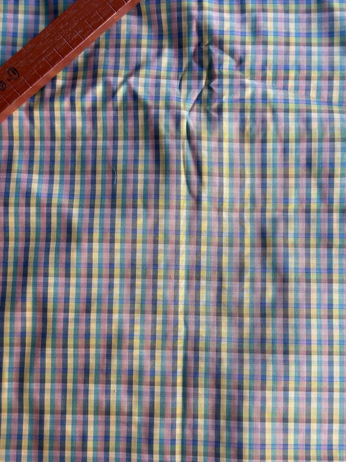 Silk Plaid, Smooth Weave, Pink and Green