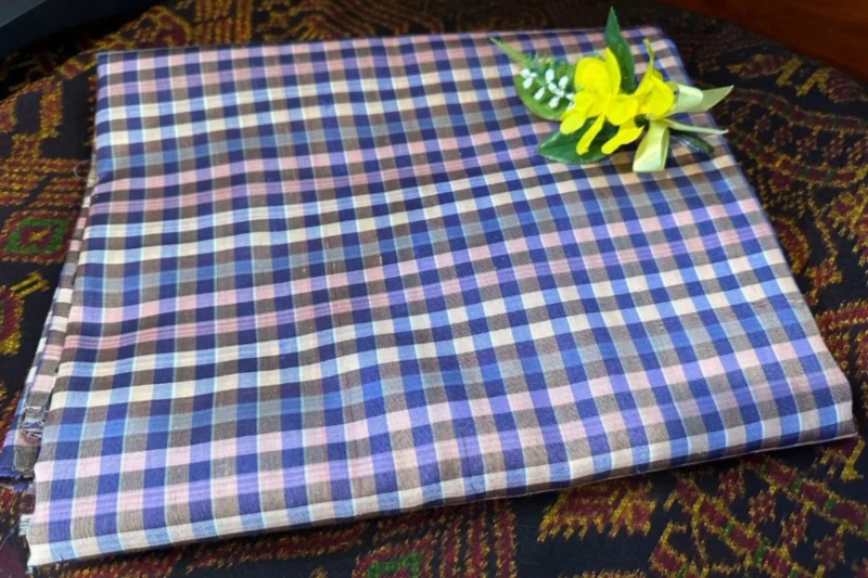 Silk Plaid, Soft Textured, Blue and Grey