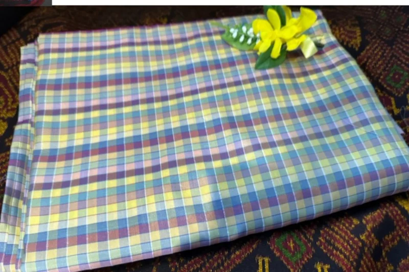 Silk Plaid, Smooth Weave, Purple and Yellow