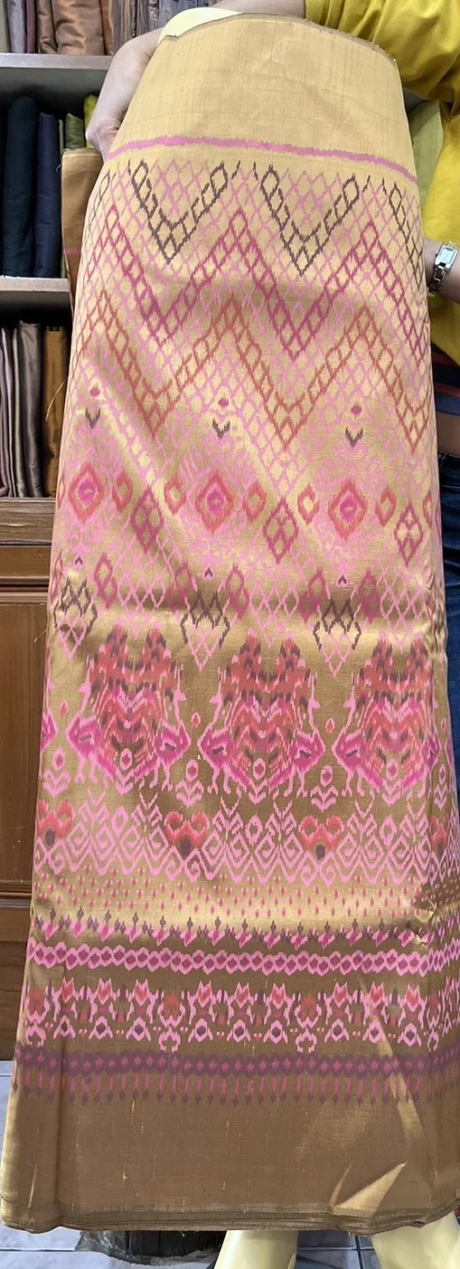 Printed Silk, Brown and Gold