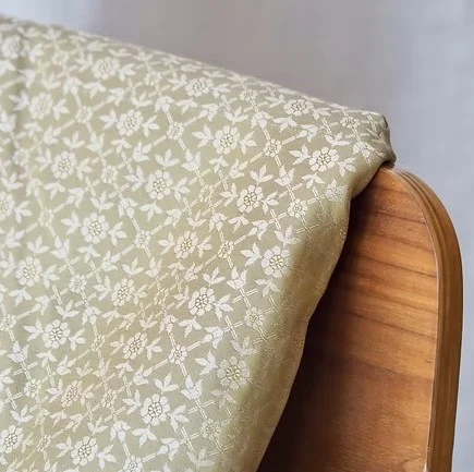 Machine-Woven Spun Silk, Wide Width, Yellow Cream