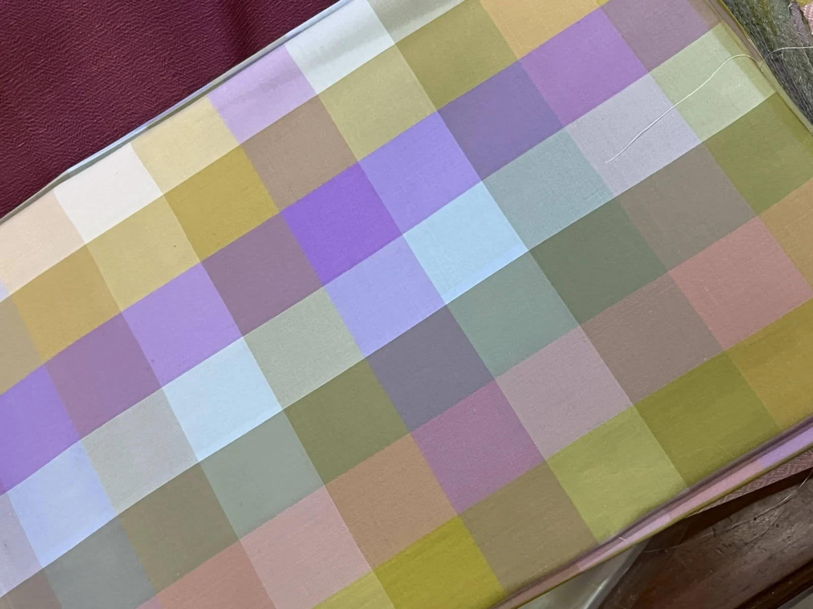 Silk Multicolour Stripe, Check Pattern, Cool Pastel Tones