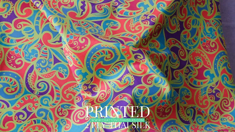 Printed Silk, Smooth Weave, 2-Ply, Multicolour