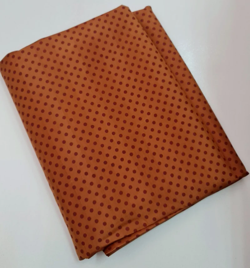Printed Silk, Smooth Weave, Small Dot Print, Brown Ground