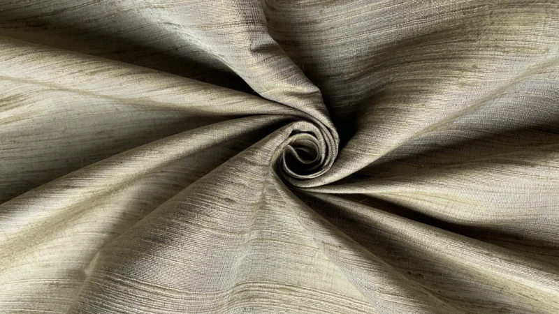 Naturally Dyed Slubbed Silk, Heavy Textured, Grey-Green and Golden Brown