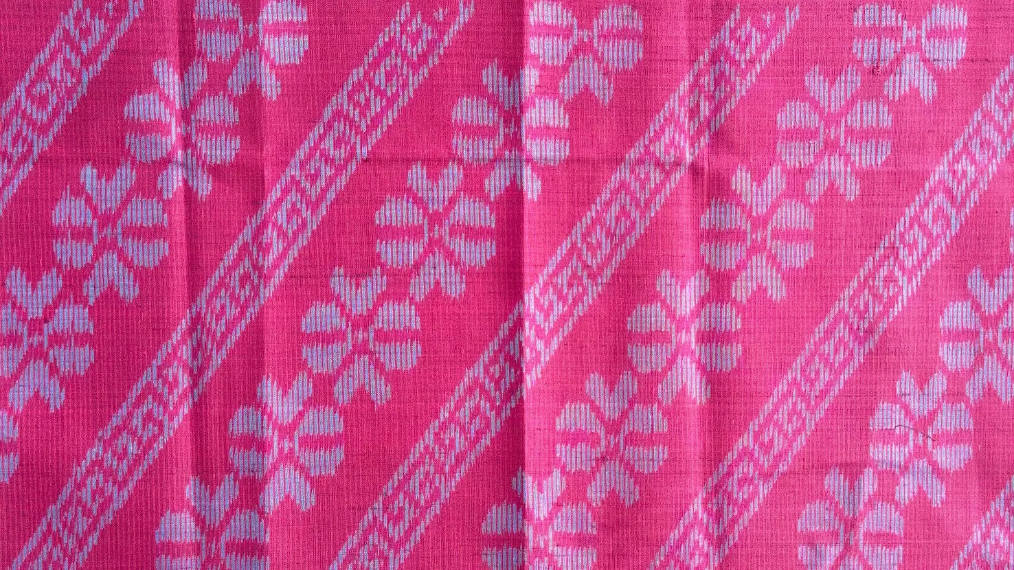 Ikat Silk, 2-Shaft, Dok Rak Pattern, Pink-Red