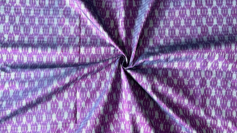 Ikat Silk, 2-Shaft, Rice-Grain Kan Yaeng Pattern, Purple