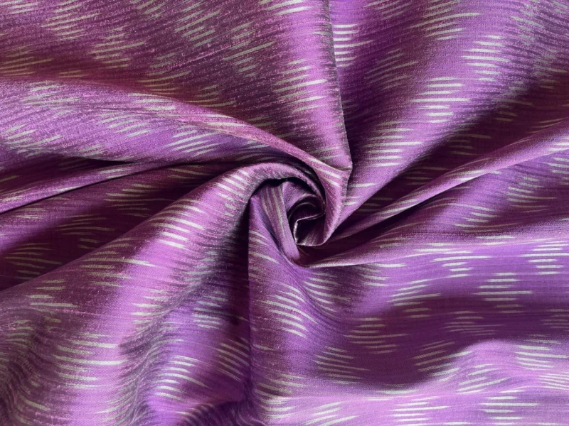 Ikat Silk, 2-Shaft, Heart Pattern, Pink-Purple