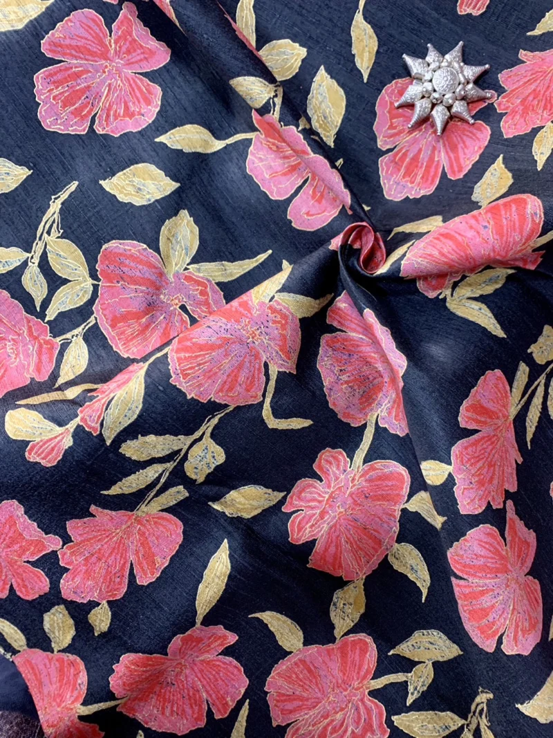 Printed Silk, Textured, Floral Print, Multicolour
