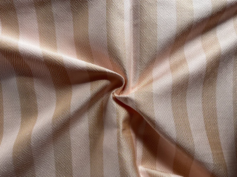 Silk Stripe, Dobby Weave, Salmon Pink and Brown