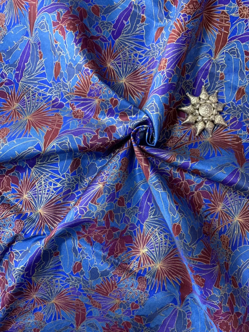 Printed Silk, Smooth Weave, Light Blue