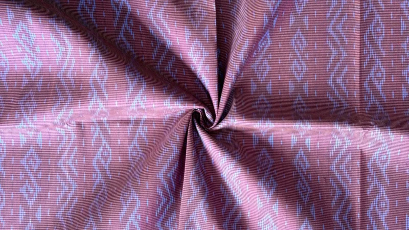 Ikat Silk, 2-Shaft, Hook Pattern, Purple with Sky Blue Ikat
