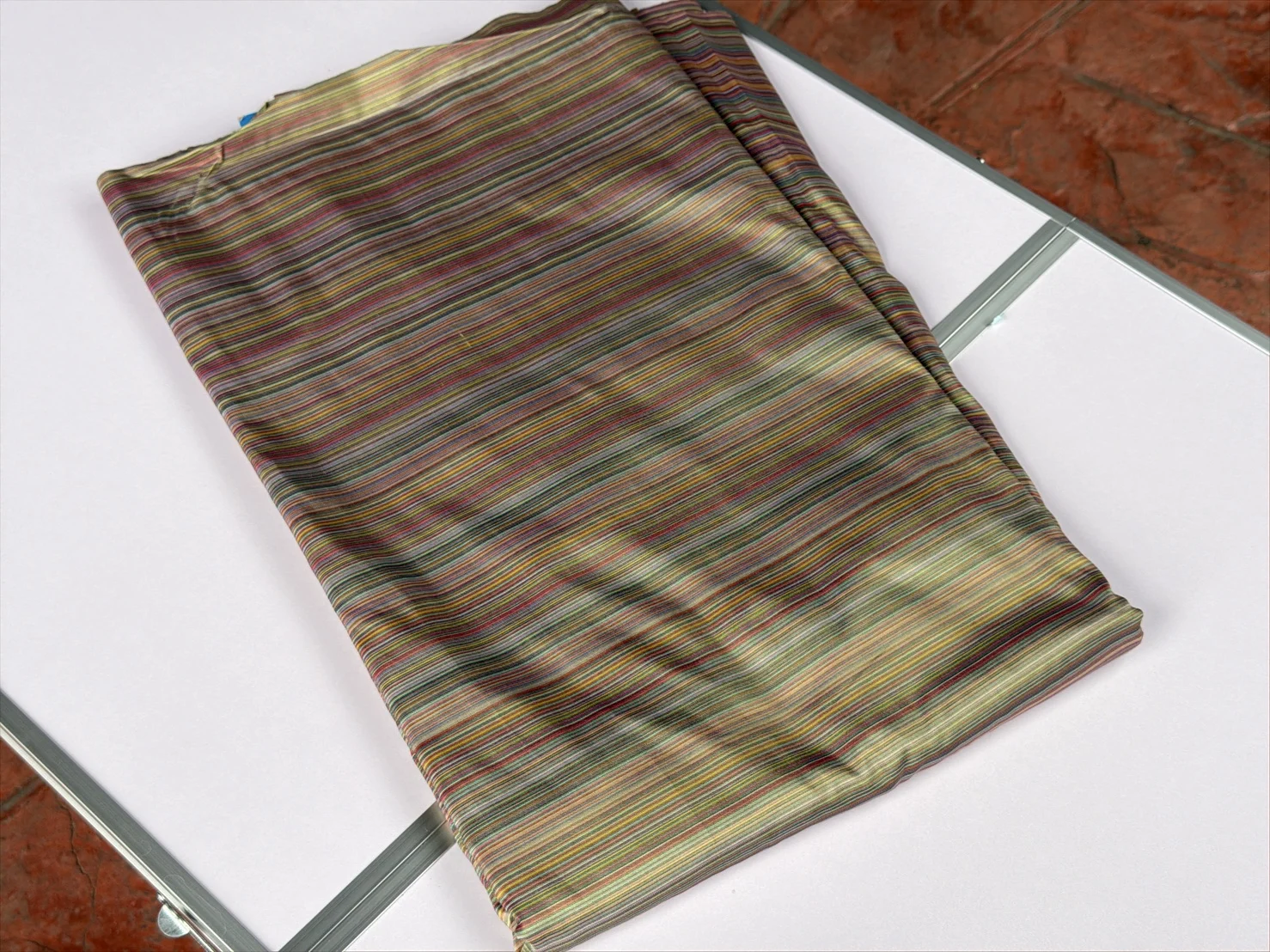 Silk Multicolour Stripe, Golden Green