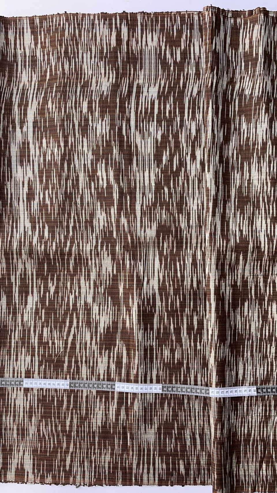 Contemporary Ikat Silk, Heavy Weight, Speckled Pattern, Dark Brown and White