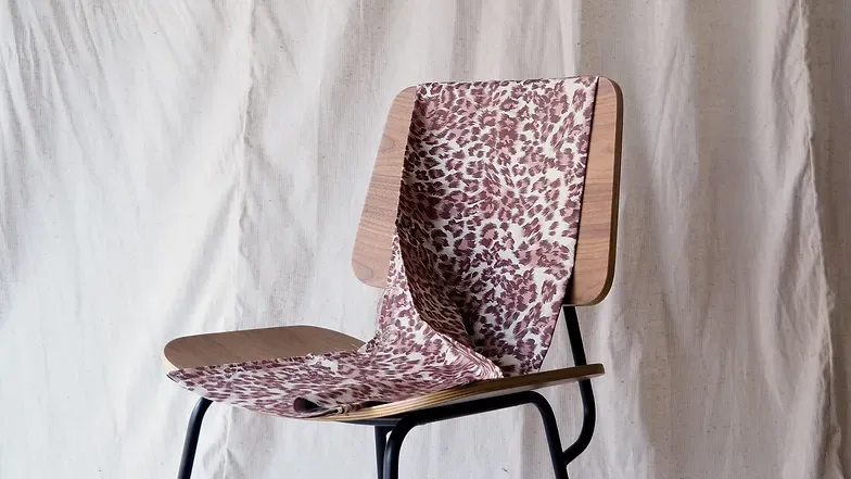 Printed Silk, Smooth Weave, 2-Ply, Cream and Brown