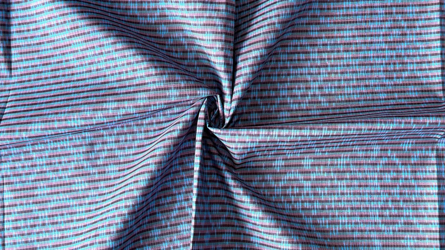 Ikat Silk, 2-Shaft, Squirrel-Tail Pattern, Turquoise
