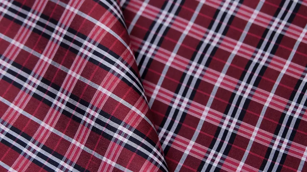 Silk Plaid, Smooth Weave, Dark Red and Pink