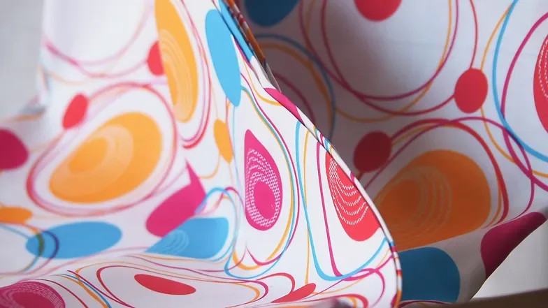 Printed Silk, Smooth Weave, 2-Ply, White, Pink and Orange