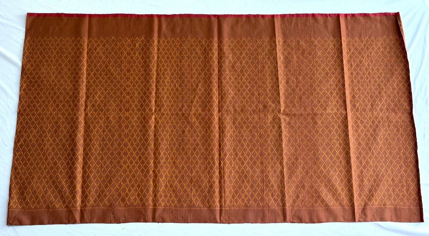 Ikat Silk, 2-Shaft, Kan Yaeng Pattern, Brick Brown