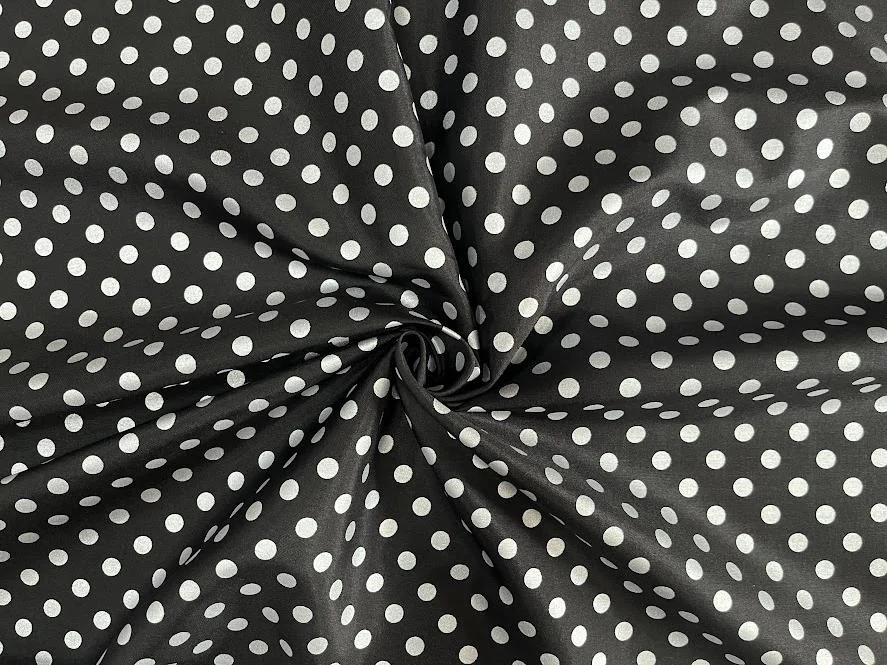 Printed Silk, Polka Dot Print, Black