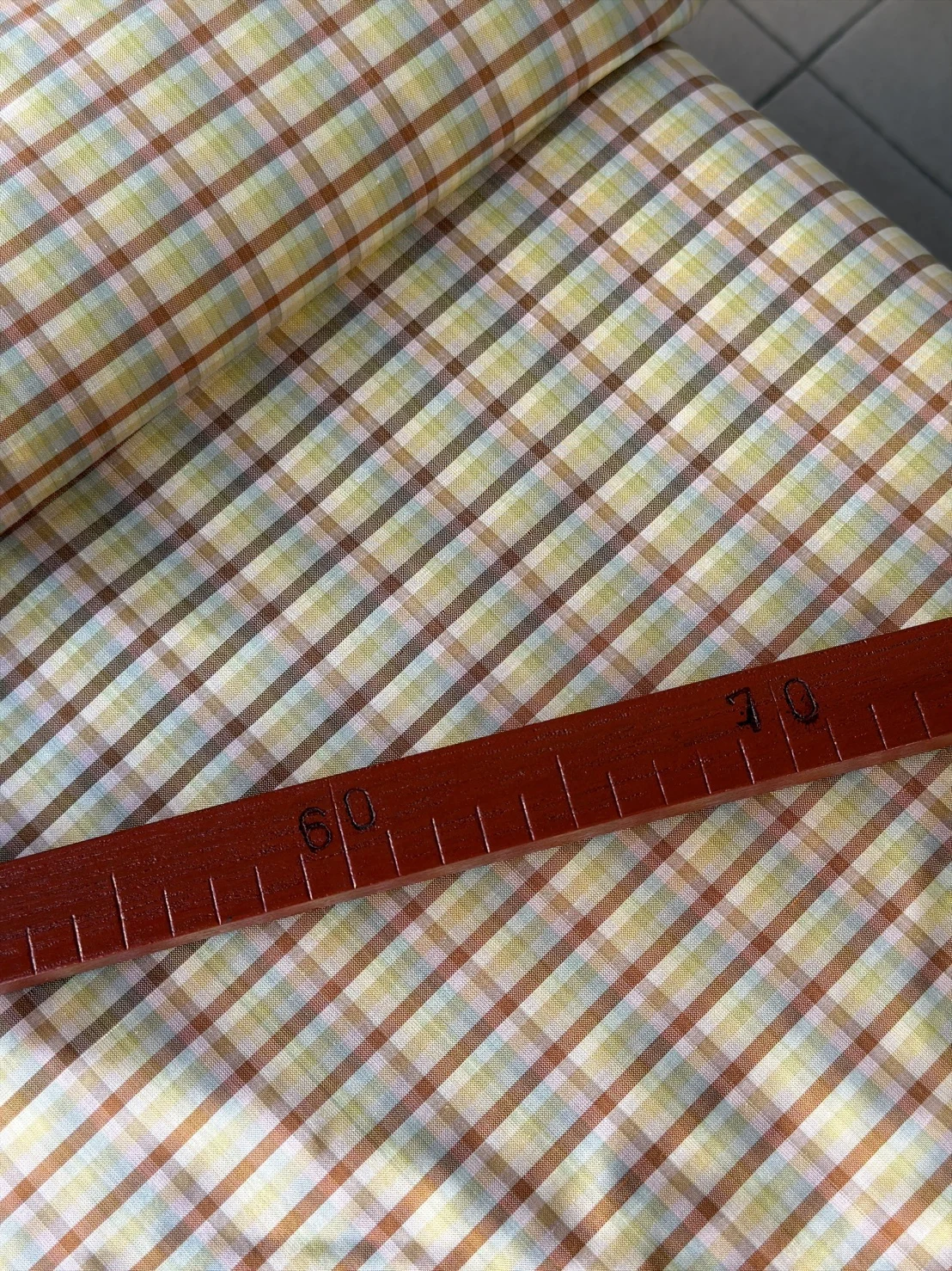 Silk Plaid, Smooth Weave, Orange and Cream Yellow