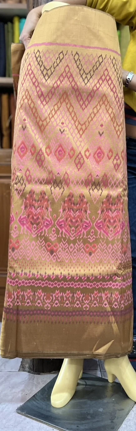 Printed Silk, Brown and Gold