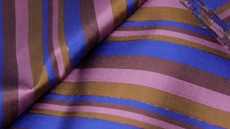 Silk Plaid, Smooth Weave, Light Blue and Pink