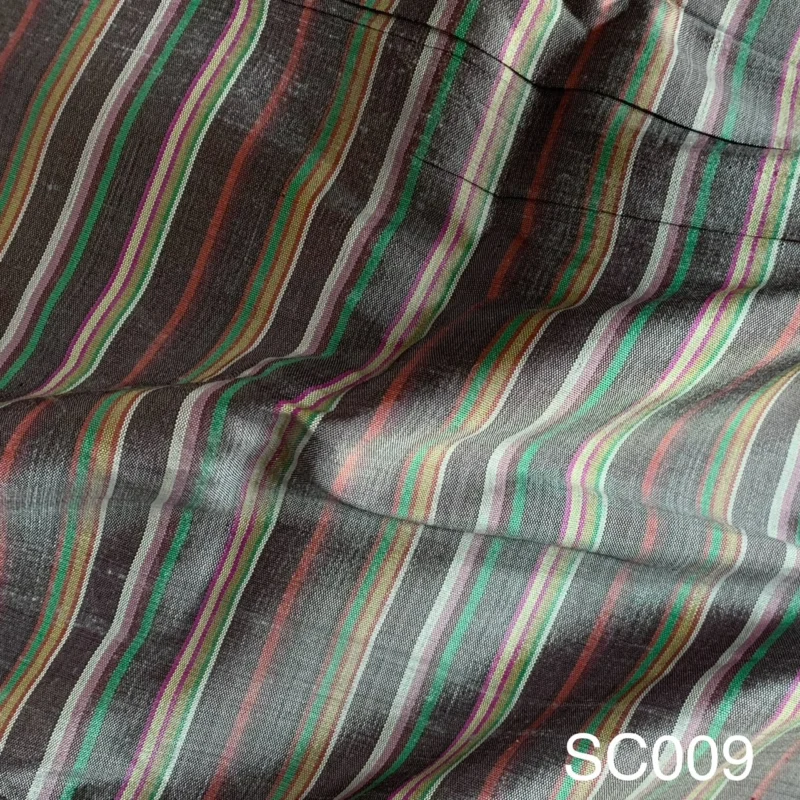 Silk Stripe, Textured, Brown and Silver Grey