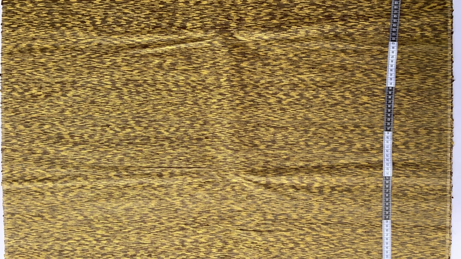 Contemporary Ikat Silk, Heavy Weight, Speckled Pattern, Yellow and Brown