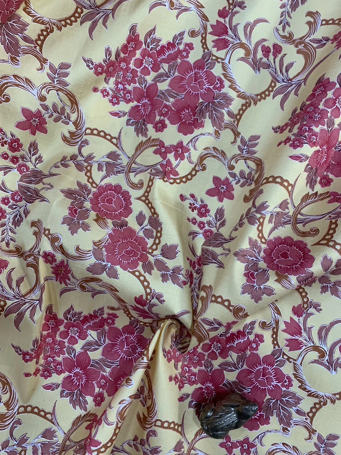 Printed Silk, Smooth Weave, Cream