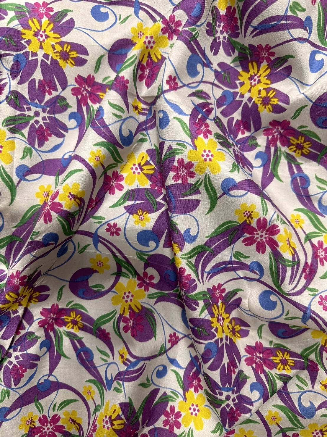 Printed Silk, Smooth Weave, Multicolour