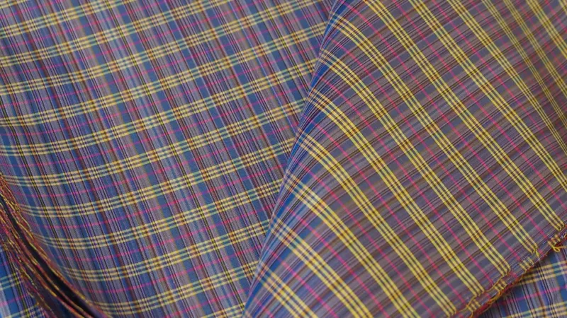 Silk Plaid, Soft Textured, Purple and Yellow