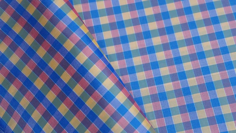 Silk Plaid, Smooth Weave, Pink and Yellow