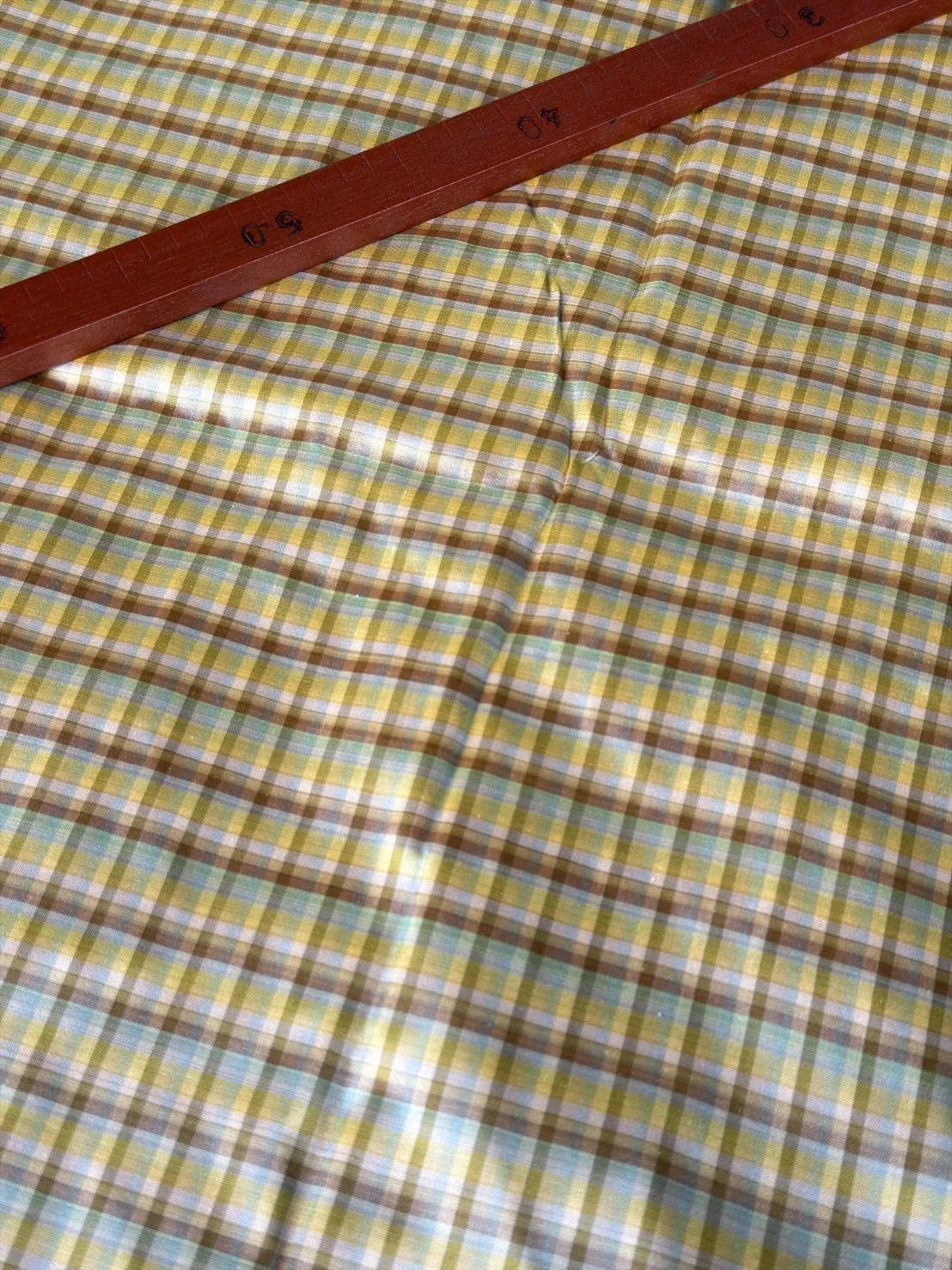 Silk Plaid, Smooth Weave, Light Blue and Yellow