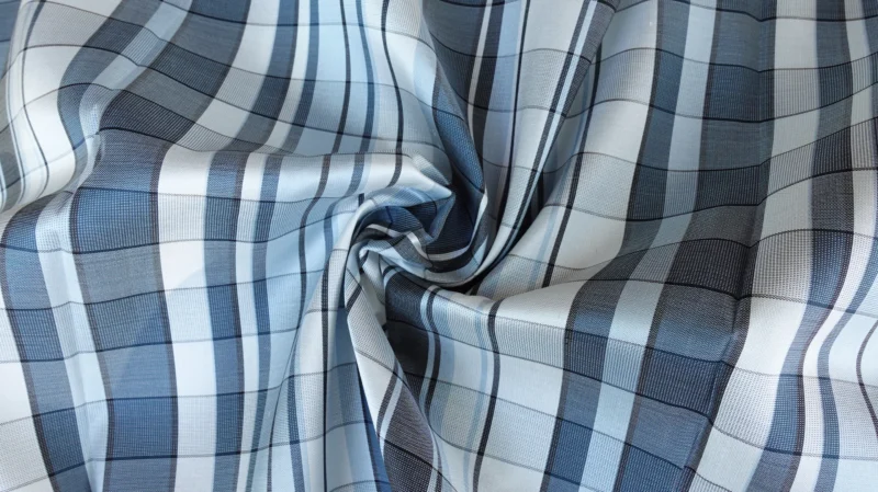 Silk Plaid, Smooth Weave, Blue and Grey