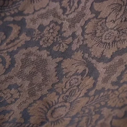 Machine-Woven Spun Silk, Jacquard, Wide Width, Dark Brown