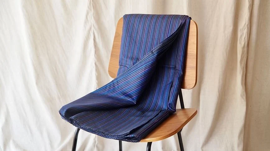 Printed Silk, 2-Ply, Blue Ground