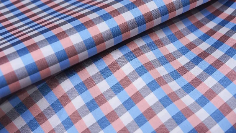 Silk Plaid, Smooth Weave, Light Blue and Orange
