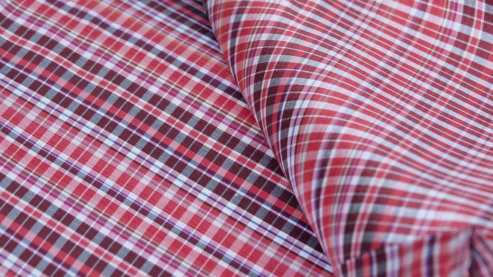 Silk Plaid, Smooth Weave, Burgundy and Red