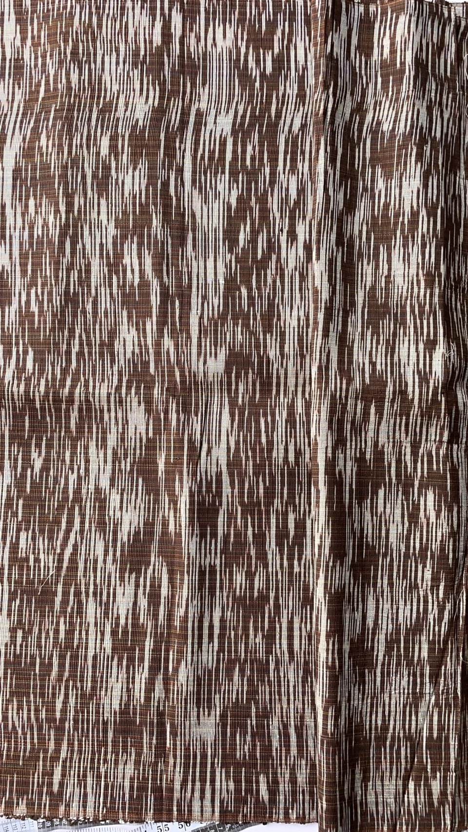 Contemporary Ikat Silk, Heavy Weight, Speckled Pattern, Dark Brown and White
