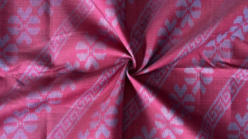 Ikat Silk, 2-Shaft, Dok Rak Pattern, Pink-Red